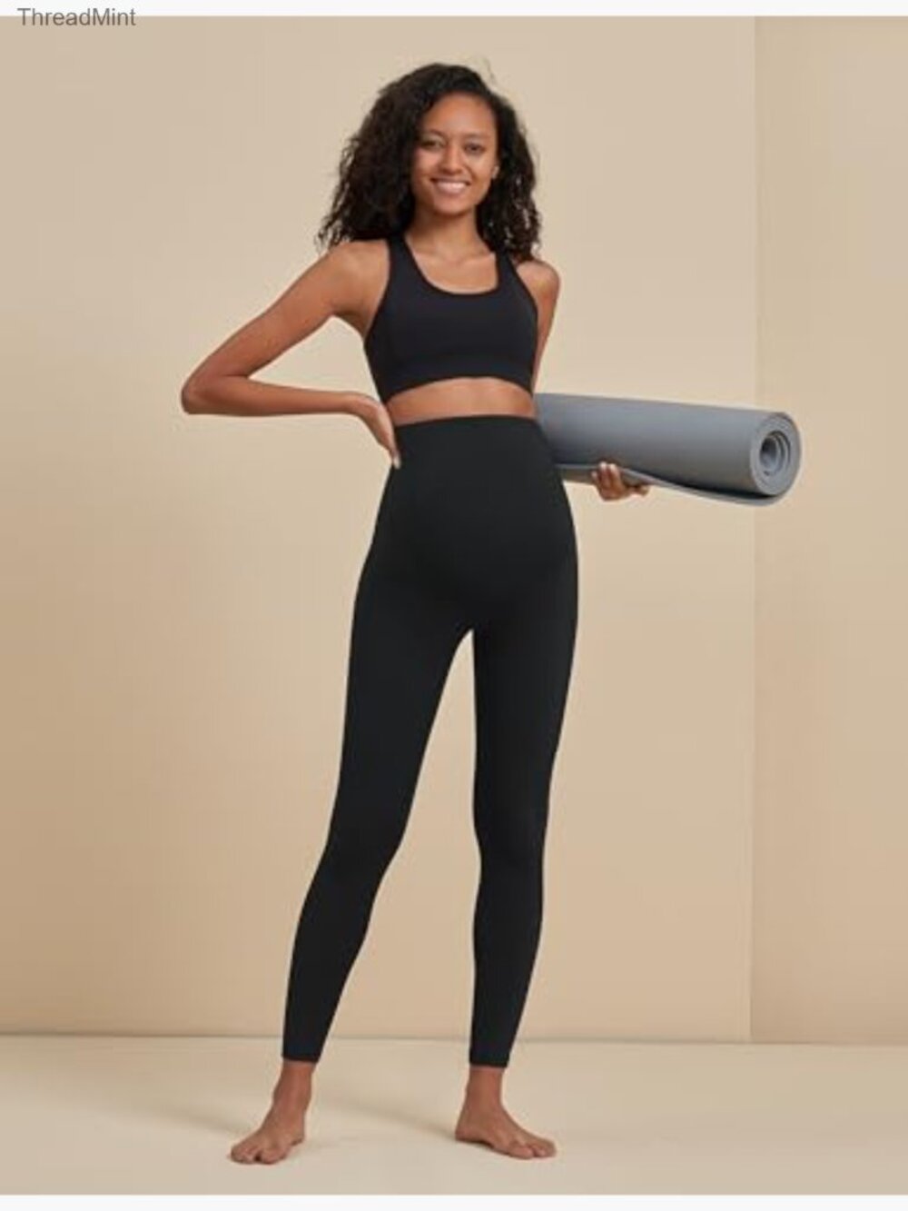 Maternity Workout Leggings Over The Belly Yoga Pants with Pockets Activewear - Picture 3 of 7